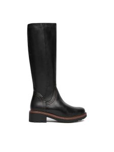 Lasocki Kozaki CEO-RST-5658-05 Czarny. Czarne kozaki Lasocki, bez wzorów, ze skóry, bez obcasa, na płaskiej podeszwie, bez zapięcia. Za 399,99 zł.