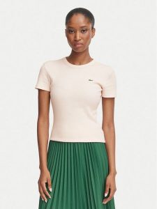 Lacoste T-Shirt TF5538 Różowy jasny Slim Fit. Czerwone t-shirty Lacoste, bez wzorów, z bawełny, bez kołnierzyka, bez ramiączek. Za 247,99 zł.