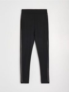 Legginsy z kryształkowym lampasem - czarny. Czarne legginsy Sinsay, bez wzorów. Za 49,99 zł.