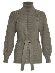 MOSS COPENHAGEN Sweter "Amari Rachelle" w kolorze khaki rozmiar: M/L. Brązowe golfy Moss Copenhagen, bez wzorów, z wiskozy. Za 114,98 zł.