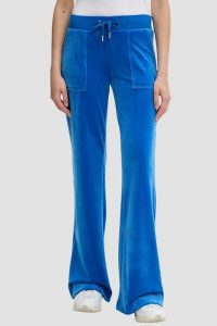 JUICY COUTURE Chabrowe spodnie dresowe damskie Layla Low Rise, Rozmiar XS. Niebieskie spodnie dresowe Juicy Couture, s, bez wzorów, z dresówki. Za 499,99 zł.