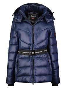 Geographical Norway Kurtka zimowa "Elenor" w kolorze granatowym rozmiar: M. Niebieskie kurtki Geographical Norway, na zimę, m, bez wzorów, z puchu, bez kaptura. Za 230,00 zł.