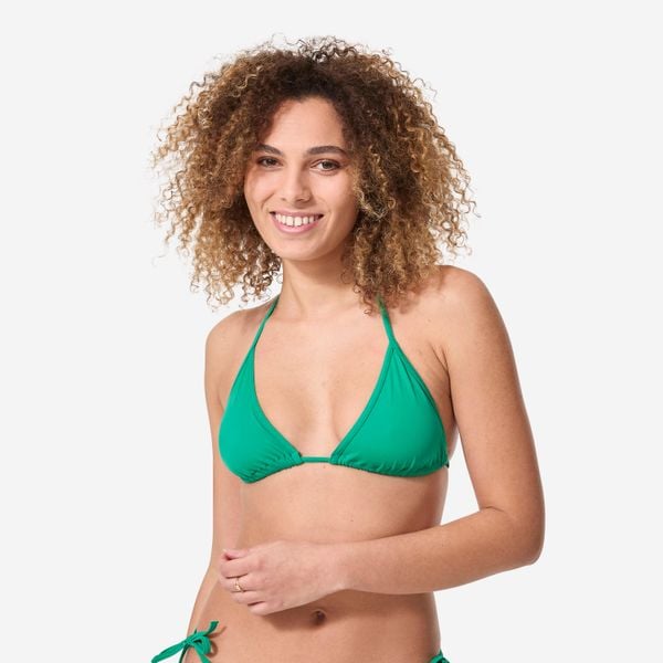 Góra kostiumu kąpielowego surfingowego damska Olaian Mae. Zielone bikini OLAIAN, bez wzorów, z elastanu. Za 19,99 zł.