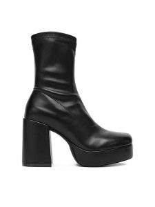 DeeZee Botki 7562T-2 Czarny. Czarne botki DeeZee, bez wzorów, z materiału, bez obcasa, na słupku, bez zapięcia. Za 219,99 zł.
