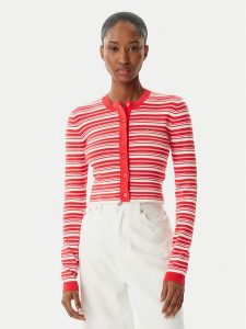 Tommy Jeans Kardigan DW0DW22314 Czerwony jasny Slim Fit. Czerwone kardigany Tommy Jeans, z bawełny. Za 409,99 zł.