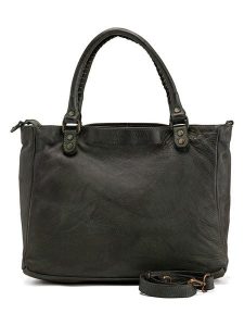 Melina C Skórzana torebka w kolorze ciemnozielonym - 38 x 28 x 18 cm rozmiar: onesize. Zielone torebki klasyczne Melina C, bez wzorów, z materiału, przez ramię, bez dodatków. Za 565,99 zł.