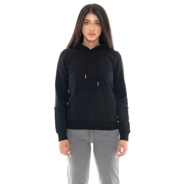 Bluza zimowa Damen z Kapuze zum Überziehen, Leone 1947 Braid-Einsätze. Czarne bluzy LEONE 1947 APPAREL, na zimę, bez wzorów, z bawełny, bez kaptura. W wyprzedaży za 176,82 zł.