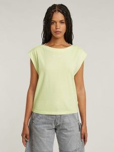 G-Star Koszulka w kolorze żółtym rozmiar: L. Żółte bluzki G-Star, l, bez wzorów, z bawełny, retro, bez kołnierzyka, bez ramiączek. Za 111,95 zł.