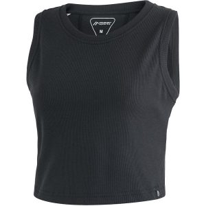 Damski crop top Maier Sports MS Fav. Czarne topy Maier Sports, m, bez wzorów, z bawełny, eleganckie, bez kołnierzyka, bez ramiączek. Za 189,00 zł.