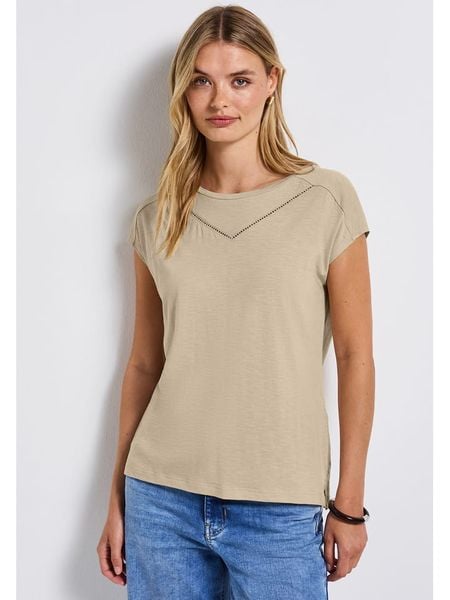Street One Koszulka w kolorze beżowym rozmiar: 44. Brązowe bluzki Street One, bez wzorów, z bawełny, street, bez kołnierzyka, bez ramiączek. Za 78,47 zł.