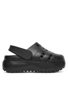 Adidas Sandały adilette Platform Clogs JP9577 Czarny. Czarne sandały ADIDAS, bez wzorów, z tworzywa sztucznego, bez obcasa, na płaskiej podeszwie, bez zapięcia. Za 149,99 zł.