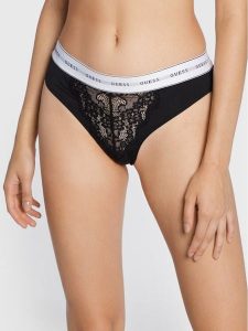 Guess Stringi Belle O2BE00 KBBT0 Czarny. Czarne stringi Guess, z aplikacjami, z syntetyku. Za 69,99 zł.