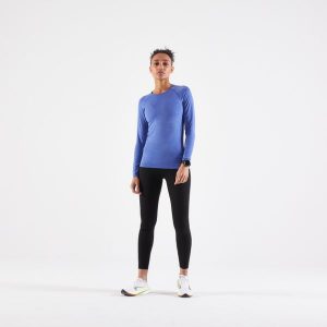 Legginsy do biegania damskie Kiprun Run 900 Light. Czarne legginsy KIPRUN, bez wzorów, z elastanu, długie. W wyprzedaży za 99,99 zł.