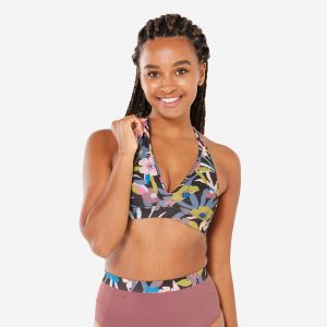 Góra kostiumu kąpielowego surfingowego damska Olaian Ana Azalea. Czerwone bikini OLAIAN, bez wzorów, z elastanu. Za 89,99 zł.