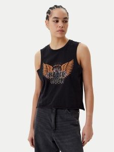 Noisy May Top Rebel 27034002 Czarny Oversize. Czarne topy Noisy may, xs, bez wzorów, z bawełny, bez kołnierzyka, bez ramiączek. Za 49,99 zł.