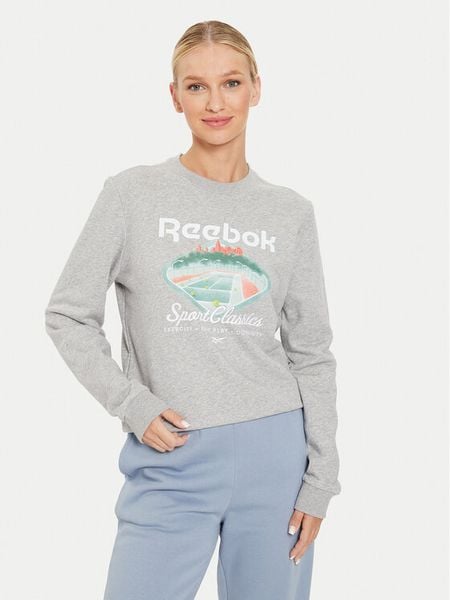 Reebok Bluza Court Sport FT Craw 100076214 Szary Regular Fit. Szare bluzy Reebok, s, bez wzorów, z syntetyku, bez kaptura. Za 189,99 zł.