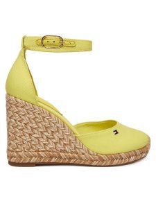 Tommy Hilfiger Espadryle Flag High Wedge Espad Closed Toe FW0FW09225 Żółty. Żółte espadryle TOMMY HILFIGER, bez wzorów, z materiału, bez obcasa. Za 409,99 zł.