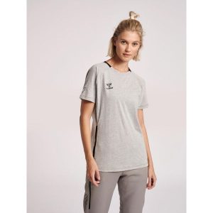 Koszulka damska Hummel Cima Xk. Szare bluzki Hummel, l, bez wzorów, z bawełny, sportowe, bez kołnierzyka, bez ramiączek. Za 148,00 zł.