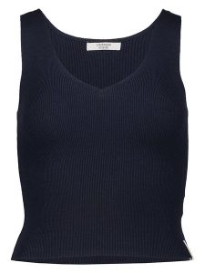 Copenhagen Studios Top w kolorze granatowym rozmiar: 44. Niebieskie topy Copenhagen Studios, bez wzorów, prążkowane, bez kołnierzyka, bez ramiączek. Za 37,95 zł.