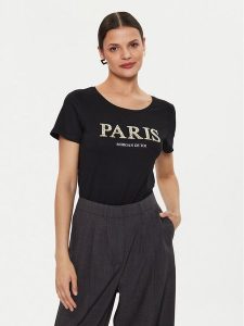 Morgan T-Shirt 241-DALILA Czarny Regular Fit. Czarne t-shirty Morgan, xs, bez wzorów, z bawełny, bez kołnierzyka, bez ramiączek. Za 139,99 zł.