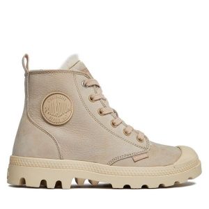 Trapery Palladium. Brązowe buty zimowe Palladium, bez obcasa, bez zapięcia. Za 469,99 zł.