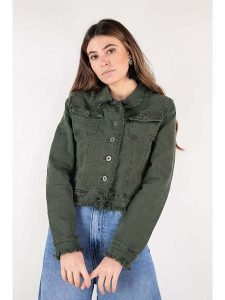 Tamba Kurtka dżinsowa w kolorze zielonym rozmiar: 36. Zielone kurtki Tamba, bez wzorów, bez kaptura. Za 147,91 zł.
