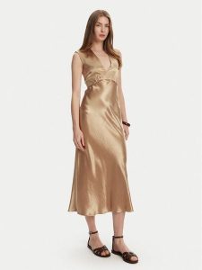 Max Mara Leisure Sukienka koktajlowa Glizia 2516221048 Brązowy Regular Fit. Brązowe sukienki Max Mara Leisure, bez wzorów, z acetatu, wizytowe, bez kołnierzyka, bez ramiączek. Za 669,99 zł.