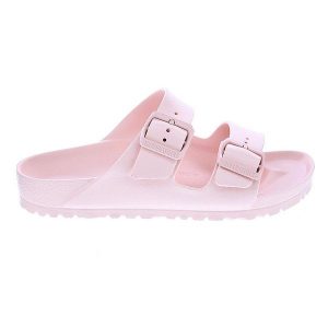 Klapki damskie Birkenstock Arizona Eva. Czerwone klapki Birkenstock, bez wzorów, z materiału, bez obcasa. Za 357,00 zł.