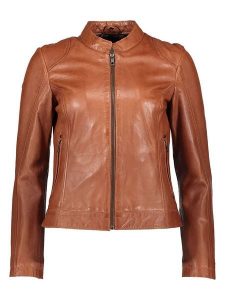 Bugatti Skórzana kurtka w kolorze jasnobrązowym rozmiar: 42. Brązowe kurtki Bugatti, bez wzorów, ze skóry, bez kaptura. Za 456,87 zł.