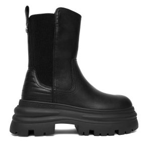 Sztyblety Buffalo. Czarne botki Buffalo, bez wzorów, bez obcasa, na płaskiej podeszwie, bez zapięcia. Za 439,99 zł.