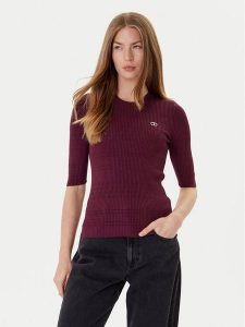 TWINSET Sweter 252TP3240 Bordowy Regular Fit. Czerwone swetry klasyczne Twinset, s, z wiskozy, bez kołnierzyka. Za 499,99 zł.