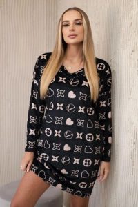 Sukienka welurowa z ozdobnym wzorem czarny. Czarne sukienki KESI, na spotkanie biznesowe, na zimę, l, bez wzorów, z lycry, eleganckie, bez kołnierzyka, bez ramiączek. Za 190,70 zł.