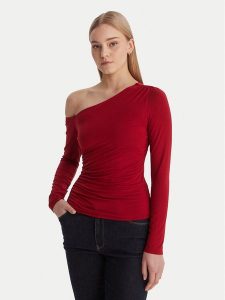 Guess Bluzka W6RP02 KC1J2 Czerwony Regular Fit. Czerwone bluzki Guess, xl, z aplikacjami, z wiskozy, bez kołnierzyka, bez ramiączek. Za 299,99 zł.