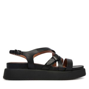 Sandały Tamaris. Czarne sandały Tamaris, bez wzorów, bez obcasa, na płaskiej podeszwie, bez zapięcia. Za 329,99 zł.