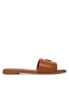 Tommy Hilfiger Klapki Th Logo Hardware Leather Mule FW0FW09292 Brązowy. Brązowe klapki TOMMY HILFIGER, bez wzorów, ze skóry, bez obcasa. Za 369,99 zł.