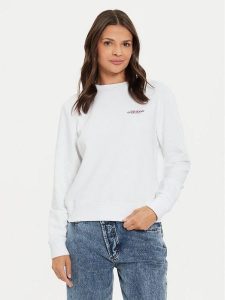 Guess Jeans Bluza W4YQ07 KC811 Biały Regular Fit. Białe bluzy Guess Jeans, xs, z aplikacjami, z bawełny, bez kaptura. Za 209,99 zł.