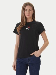 Guess Jeans T-Shirt W6GI45 K8HM0 Regular Fit. Czarne t-shirty Guess Jeans, s, z aplikacjami, z bawełny, bez kołnierzyka, bez ramiączek. Za 104,99 zł.