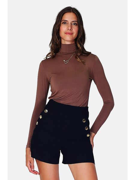 ASSUILI Koszulka w kolorze brązowym rozmiar: 36. Brązowe bluzki Assuili, bez wzorów, klasyczne, bez kołnierzyka, bez ramiączek. Za 69,91 zł.