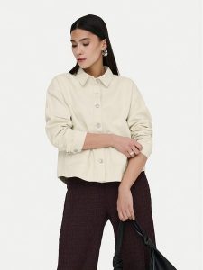 ONLY Kurtka jeansowa Lara 15372651 Beżowy Regular Fit. Brązowe kurtki ONLY, s, bez wzorów, z bawełny, bez kaptura. Za 189,99 zł.