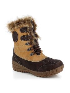Kimberfeel Kozaki zimowe "Elena" w kolorze jasnobrązowym rozmiar: 35. Brązowe kozaki Kimberfeel, na zimę, bez wzorów, z materiału, z okrągłym noskiem, bez obcasa, bez zapięcia. Za 304,99 zł.