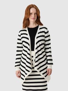 Les Lunes Kardigan "Liia" w kolorze biało-czarnym rozmiar: XS. Białe kardigany Les Lunes, xs, bez wzorów, bez ramiączek. Za 173,99 zł.