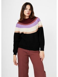 4funkyflavours Sweter w kolorze czarno-bordowo-beżowym rozmiar: XL. Czarne swetry oversize 4funkyflavours, xl, bez wzorów, ze splotem, bez ramiączek. Za 179,68 zł.