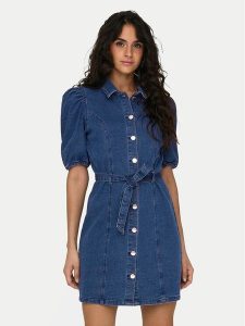 ONLY Sukienka jeansowa Vibbe 15304123 Niebieski Regular Fit. Niebieskie kombinezony ONLY, l, bez wzorów, z bawełny, bez kołnierzyka, bez ramiączek. Za 249,99 zł.