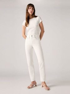 Levi's Dżinsy "724" - Slim fit - w kolorze białym rozmiar: W29/L32. Białe jeansy Levi's®, z aplikacjami, ze skóry, z podwyższonym stanem. Za 255,95 zł.