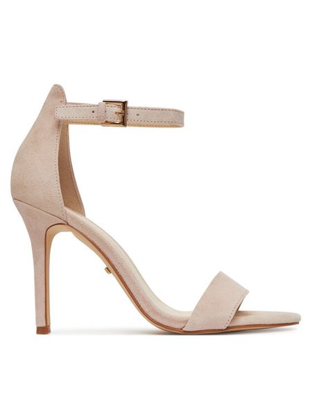 DeeZee Sandały DZ-010A Beżowy. Brązowe sandały DeeZee, bez wzorów, ze skóry, bez obcasa, na szpilce, bez zapięcia. Za 249,99 zł.