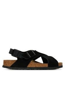 Birkenstock Sandały Tulum SFB 1029779 Czarny. Czarne sandały Birkenstock, bez wzorów, ze skóry, bez obcasa, na płaskiej podeszwie, bez zapięcia. Za 469,99 zł.