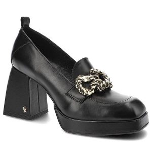 Czarne Półbuty Carinii Eleganckie Skórzane Buty Damskie. Czarne półbuty Carinii, bez wzorów, ze skóry, bez obcasa, na obcasie, bez zapięcia. Za 369,00 zł.