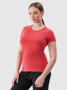 4F T-shirt slim gładki damski - czerwony S. Czerwone t-shirty 4f, s, bez wzorów, z bawełny, bez kołnierzyka, bez ramiączek. W wyprzedaży za 29,99 zł.