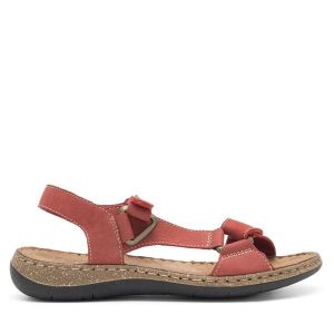 Sandały Go Soft. Czerwone sandały Go Soft, bez wzorów, bez obcasa, na płaskiej podeszwie, bez zapięcia. Za 159,99 zł.