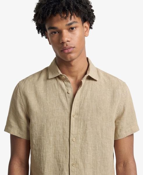 Superdry Koszula Riviera z lnu krótki rękaw – Relaxed fit. Brązowe koszule Superdry, l, bez wzorów, ze lnu, bez kołnierzyka, bez ramiączek. Za 345,10 zł.